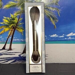 Vince Camuto Luxury Beauty Collection Duo Face Brush Silver  Wood New